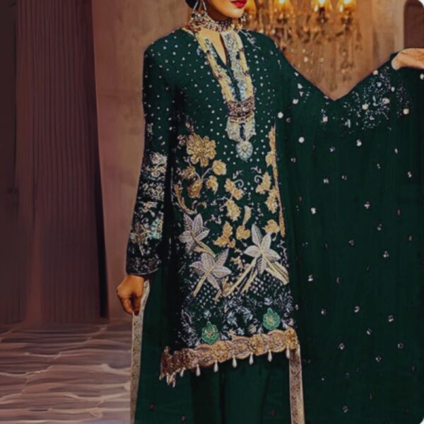 Dark Green Embroidered Dress for Baraat – Regal & Radiant