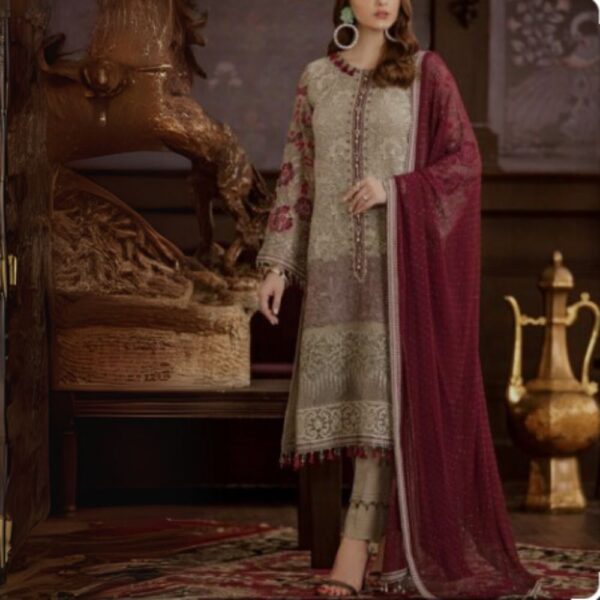 Classic Maroon and Beige Embroidered Suit – Elegant Pakistani Festive Wear
